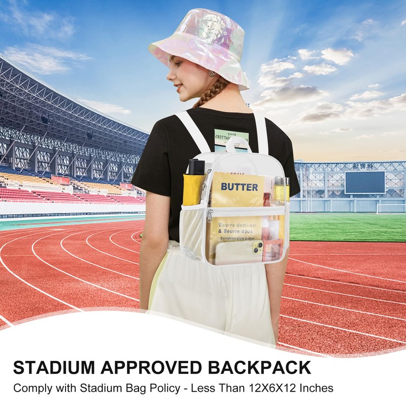 Slumou Clear Backpack Stadium Approved 12×12×6 Clear Mini Backpack Small