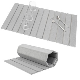 Extra Large Stone Dish Drying Mat for Kitchen Counter, 28"×16" Eco-friendly,Instant Drying Pad,Diatomaceous Earth Water Absorbing Mat, Foldable and Super Absorbent Dish Drying Stone Mat, Light Gray