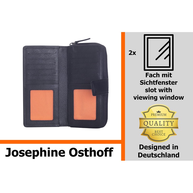 Josephine Osthoff Bremen Compact Genuine Leather Wallet with RFID Protection,