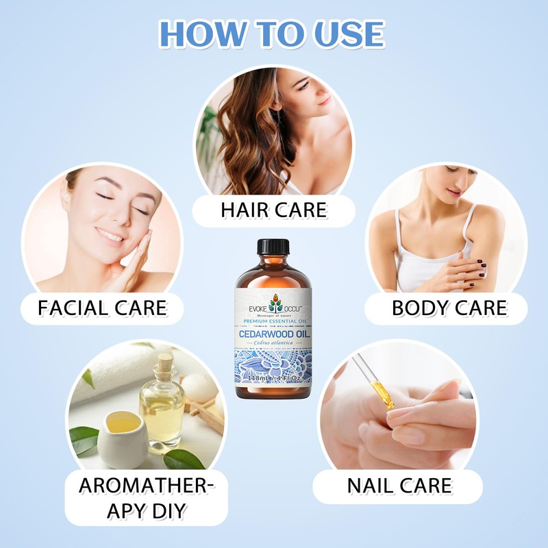 EVOKE OCCU Cedarwood Essential Oil for Air Freshening, Hair Care,
