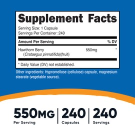 Nutricost Hawthorn Berry Capsules 550mg, 240 Capsules, Vegetarian Friendly, Non-GMO & Gluten Free