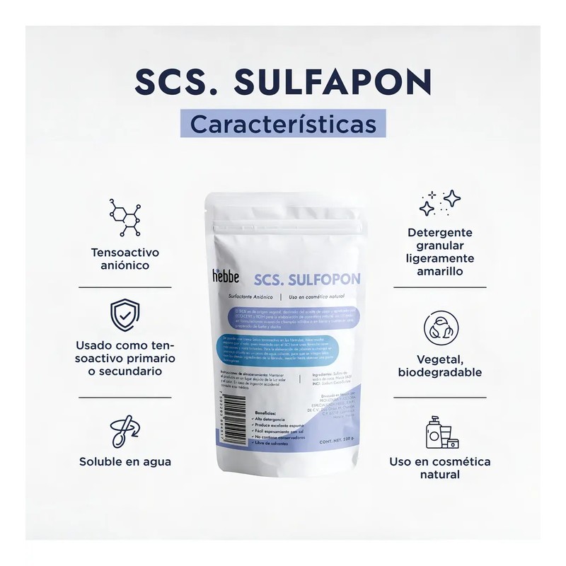 Scs Granular Tensoactivo Champú Sólido, Sodium Coco, Uso en cosmética