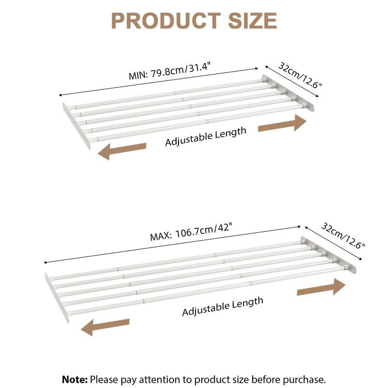 VanlonPro Expandable Closet Shelf Wall-Mounted Metal Storage Rack Adjustable Closet