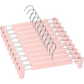 Lamitocs 10 Pack Skirt Hangers, Pants Hangers with Clips, 360 ° Swivel Hooks Space Saving Hangers for Pants, Skirts, Clothes, Jeans,Pink