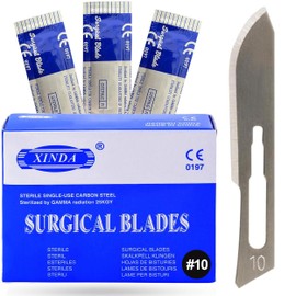 MuskalMed Disposable Scalpel Blades #10 Pack of 100, Size 10 Blades, High Carbon Steel Dermaplane Blades. Individually Wrapped Scapel Blade, Sterile
