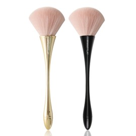 HYWWPFLAY 2Pcs Nail Dust Brush Acrylic Brush Cleaner Nail Brushes for Cleaning Dust Dip Powder Brush Large Makeup Brush Blush Brush Nail Clean Up Brush Manicure Brush Nail Art Tools (Gold+Black)