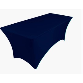 pod linen spandex lycra stretch cover tablecloth for 6ft foot table 183x75x75cm (blue navy)