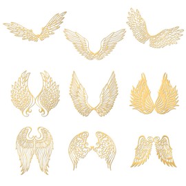 OLYCRAFT 9pcs Angle Wings Pattern Self Adhesive Stickers Metal Golden Sticker Resin Art Epoxy Stickers for DIY Crafts Scrapbooks Epoxy Decorations - 1.6x1.6 inch