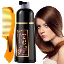 UNIVERSOENLÍNEA.COM | 2 piezas - Cepillo Desenrredante Peine Masaje y Champú Shampoo Tinte Instantaneo Cubre Canas Natural en Ducha 3 en 1 (Cafe Oscuro)