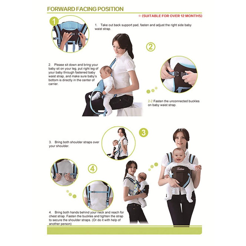 CdyBox Adjustable 4 Positions Baby Carrier 3D Backpack Infant Newborn