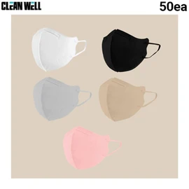 CLEAN WELL Style Fit Mask 50ea, Color#$%Size:Beige-M