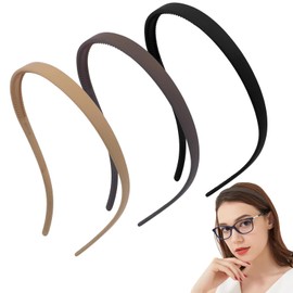 Pack of 3 Zigzag Headbands, Shark Tooth Hair Comb, Zigzag Headband with Clips, Hard Headbands, Plastic Zigzag Headband for Women and Girls (Matte Black, Sand Khaki, Matte Brown)