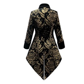 TZMAPU Women's medieval Renaissance Gothic coat Victorian Tailcoat pirate steampunk jacket (Black2, Large)