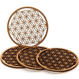 MC-Trend® High-quality wooden flower of life in a set of 4 (diameter 7 cm)
