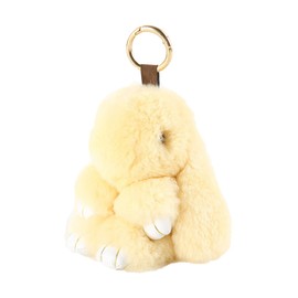 YISEVEN Bunny Stuffed Animal Plush Toy Rabbit Fur Keychain Fluffy Soft Cute Fuzzy Accessories Furry Ball Key Chain Gift for Women Teens Girls Kids Backpack Purse - Beige