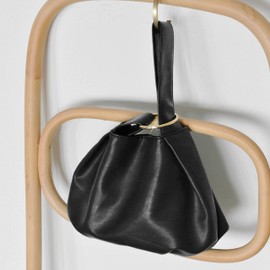 Women's Clutch Soft Vegan Leather Hobo Top Handle Bag Small Tote Purse Black, black