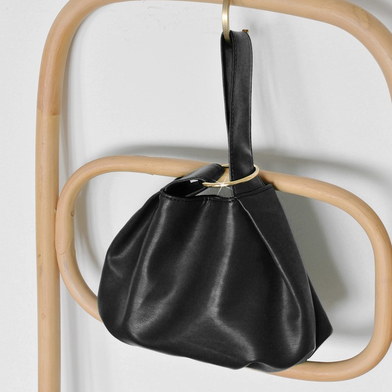 Women's Clutch Soft Vegan Leather Hobo Top Handle Bag Small