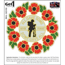 Poppy Car Window Sticker with Soldier and Wreath - in Support of The Veterans Lifeline Charity
