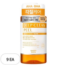 Happy Bath Deep Clean AHA & BHA Exfoliating All-in-One Body Wash Citrus Yuzu Scent, 900g, 9 Pieces / 해피바스 딥클린 아하바하 각질케어 올인원 바디워시 시트러스 유자 향, 900g, 9개