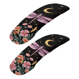 doginthehole 2PCS Chair Arm Pad Covers, Aesthetic Floral Dragonfly Moon Design Office Computer Chair Arm Slipcover, Removable Washable Office Chair Armrest Covers Pads for Swivel Office Wheelchair