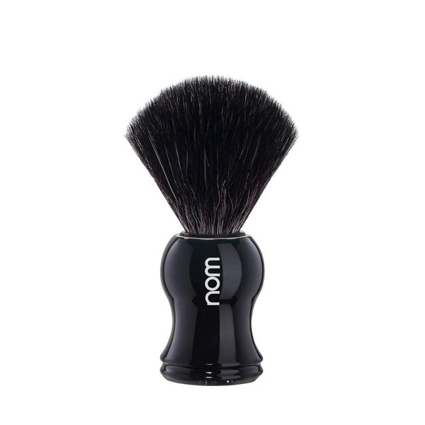 nom - Shaving brush - Gustav series - synthetic fibre black fibre - black plastic.