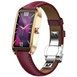 Fitness Tracker for Women Ladies Fitness Watch Dressy Leather Strap Alloy Case Luxury Fashion Heart Rate Monitor Sleep Tracker Pedometer Step Counter Waterproof Elegant Smart Watch for Womens