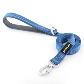 Plutus Pet Heavy Duty Dog Lead with Lockable Aluminum Carabiner, 4/6 Feet Long, Double-Sided Reflective Nylon, Padded Handle, for Puppy, Small, Medium and Large Dogs (Blue, 2.0 x 180cm)