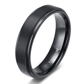 TIGRADE 4mm 6mm 8mm 10mm Black Titanium Rings Wedding Band Matte Comfort Fit for Men Women, Black, 6mm, Size 5.5