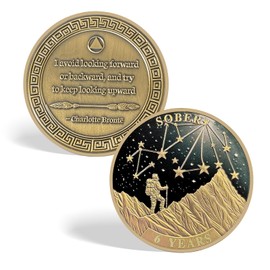 CHURYUML 6 Year Sobriety Coin - Six Year Sober Chip with Mountain and Starry Sky Design, Non-Religious AA Coins Recovery Medallions Sobriety Gifts for Women & Men Celebrating Sober Milestones