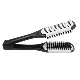 Twin Brush Straightening Brush Pig Hair Straightening Brush Beauty Salon Exclusive Smooth Tangle Free Easy to Use (Black/White)