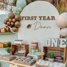 First Year Down Rugby Theme Birthday Party Backdrop Sticker, Baby's First Birthday Photo Background Wall Stickers