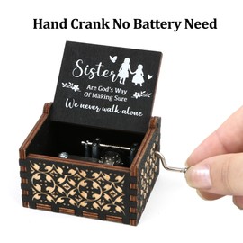 IWANTDIY Sister Music Box Gifts from Sister and Friend-You are My Sunshine Wooden Mechanism Engraved Musical Boxes Cute Vintage Craft Home Decor Birthday Gift for Sister Siblings Women