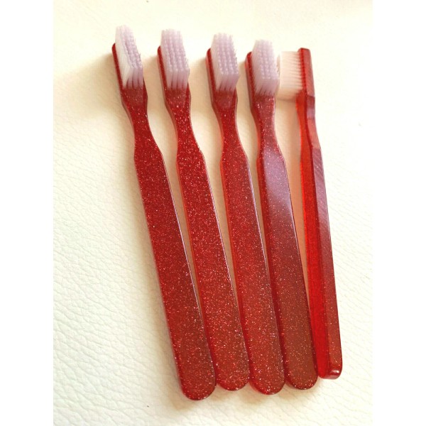 Alan Stuart New York 5-PACK RED Sparkle Designer Toothbrush FUN