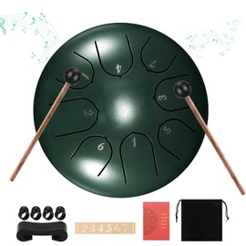 Steel Tongue Drum, SUNJULY 6 Inch 8 Tune Hand Pan Drum Tank Drum With Drumsticks Carrying Bag Percussion Instruments, Tonic Sticker and Travel Bag