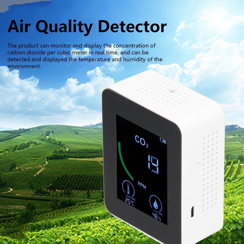 Air Quality Detector Digital USB Charging Carbon Dioxide Monitor Temperature