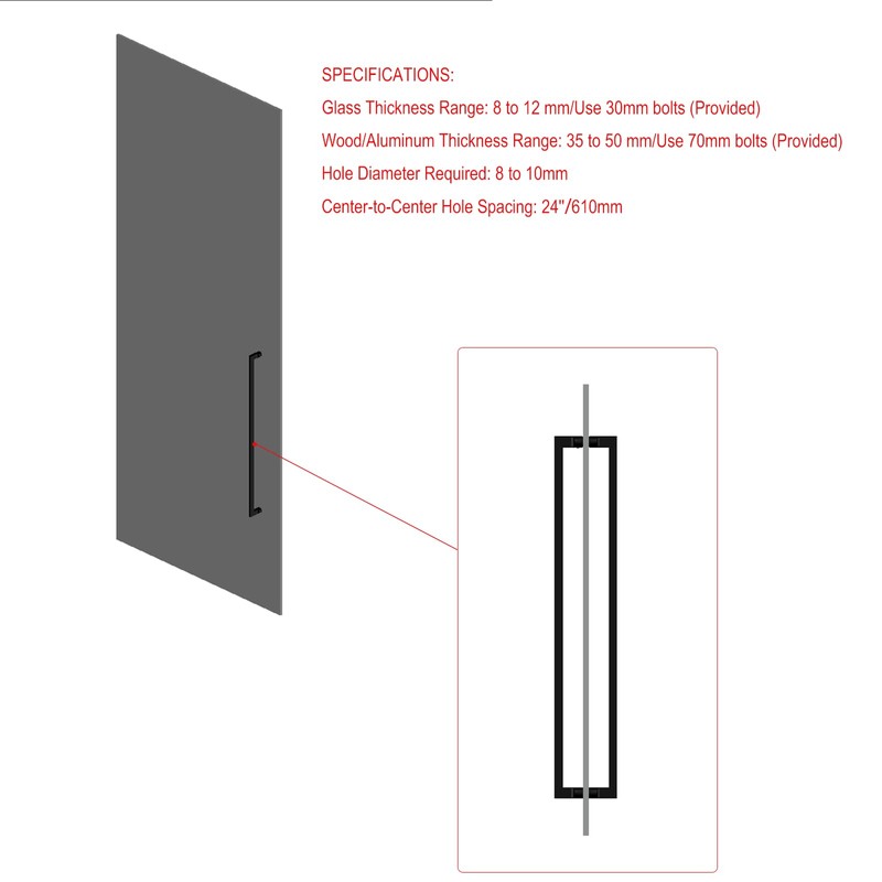 lesuti 24" Stainless Steel Double-Sided Push-Pull Door Handle,Sliding Barn Door