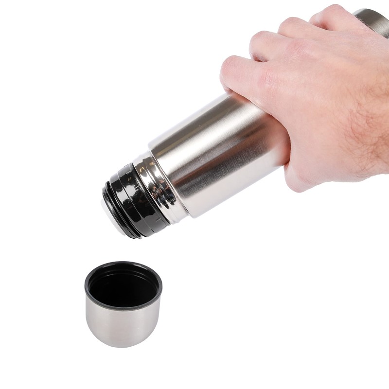 axentia Edelstahl-Isolierbehälter Isolierflasche für Warm-und Kaltgetränke, silber, ca. 750 ml