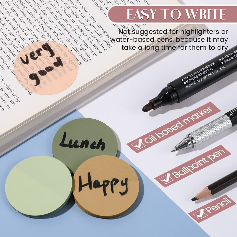 Sabary 500 Sheets Transparent Sticky Notes Round Translucent Sticky Notes