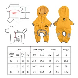 Cozlly Waterproof Dog Raincoats, Adjustable Drawstring Puppy Raincoat Dog, Raincoat for Small Dogs, Raincoat Dog Waterproof with Safe Reflective Stripes (M)