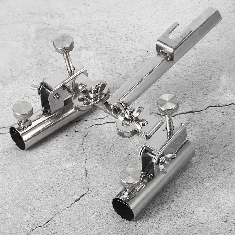 AntiRotary Stainless Steel Double Fishing Rod Holder Stepless FineTuning Fishing