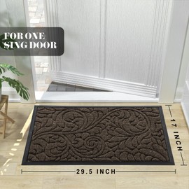 Yimobra Sturdy Door Mat, Heavy Duty Front Welcome Mats for Home Entrance Outdoor Indoor, Doormat for Outside Back Patio Floor Entry Porch Garage Office, Weather Resistant Easy Clean, 29.5 x 17, Brown