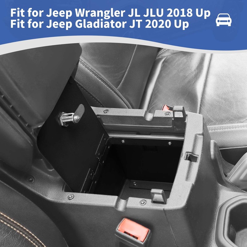 JOSHELA for Wrangler JL Center Console Organizer Gun Safe Box