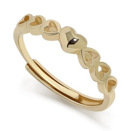 Meissa 925 Sterling Silver Heart Stackable Rings for Women, Minimalist Adjustable Heart Band, Silver Cute Promise Ring, Friendship Statement Ring, Gold