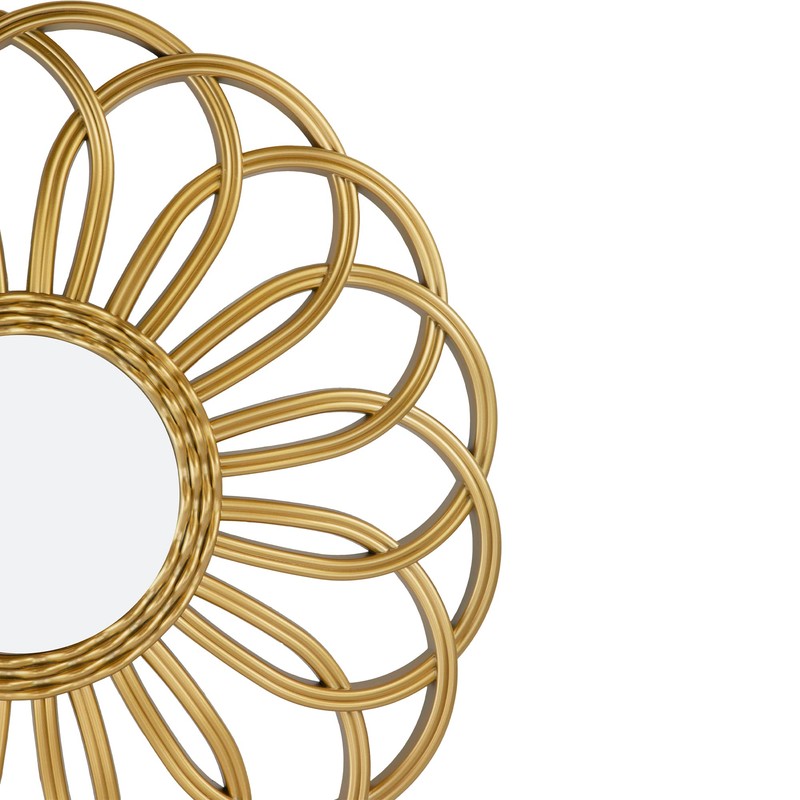 Northlight Round Rattan Sunflower Wall Mirror, 30", Beige