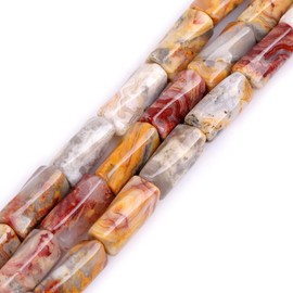 GEM-INSIDE CREATE YOUR OWN FASHION Sweet & Happy Girl's Store 9 x 20 mm Twist Column Gemstone Crazy Lace Agate Beads Strand 15 Inch Jewellery Making Beads