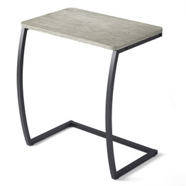 SRIWATANA Side Table, End Table, Vintage C-Shaped Couch Table for Sofa Laptop Coffee Snack, Light Grey