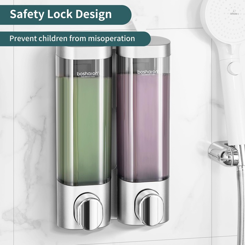 2 in 1 Shower Soap Dispenser, 2×300 ml Chamber Shampoo