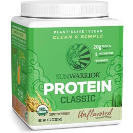 Sunwarrior Classic Organic Brown Rice Vegan Protein Powder, 375g, Unflavored