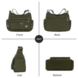 LassZone Crossbody Bags for Women Waterproof Nylon Shoulder Bag Lightweight Tote Handbag Multi Pocket Messenger bag Travel Purse for Casual Work School