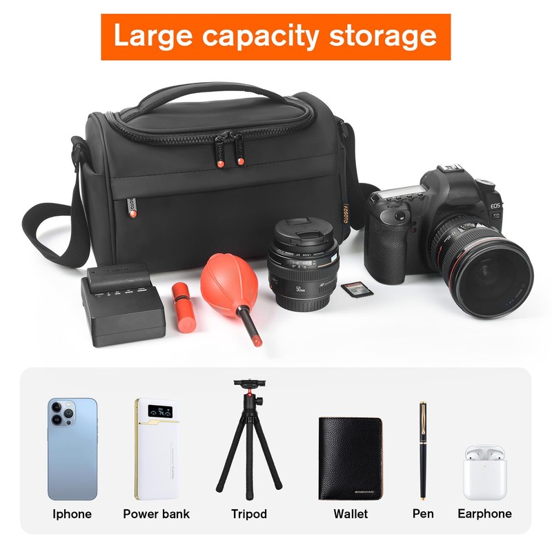 FOSOTO Camera Bag, Waterproof Shockproof Camera Case, Large Capacity Camera